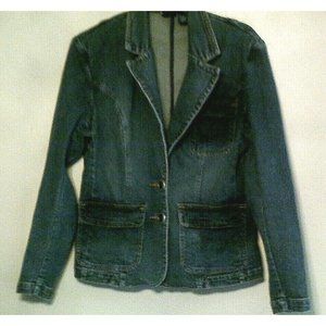 Denim Jacket by High Sierra  Blazer Style- Button Down- Front Pockets  Size M